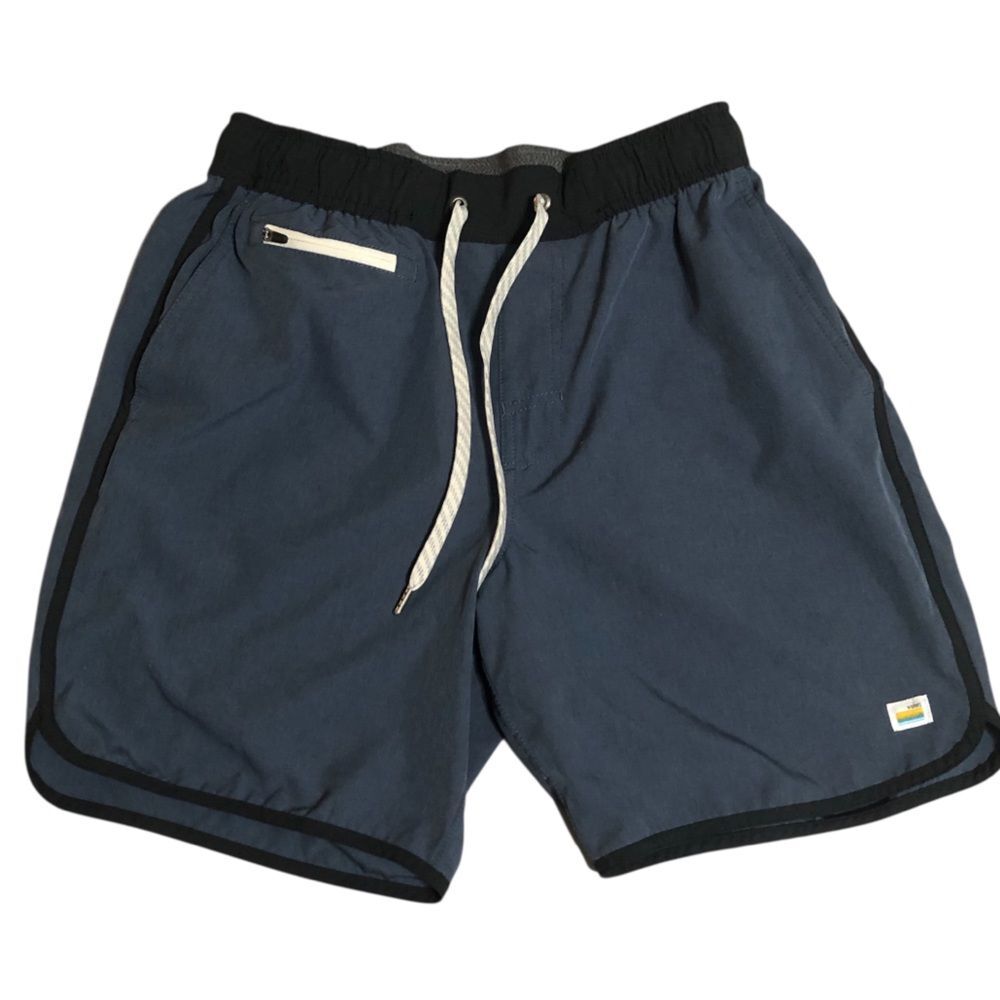 Vuori Banks Athletic Shorts Blue Black Small